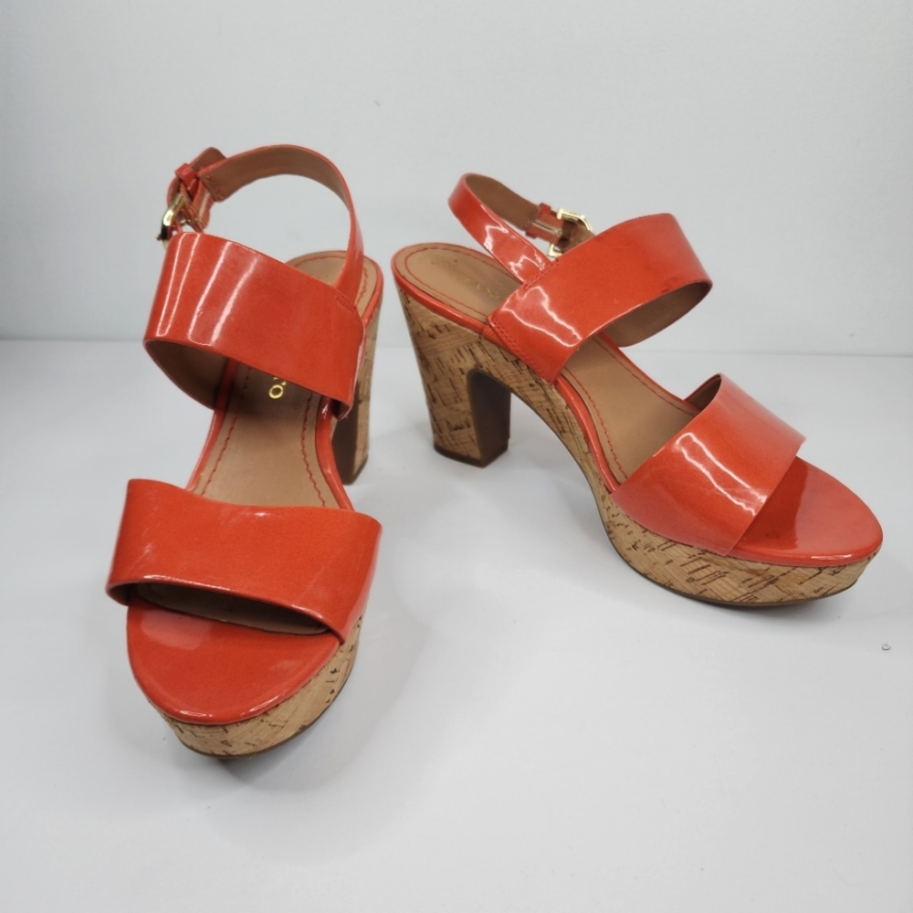 FRANCO SARTO Orange Platform Heels.